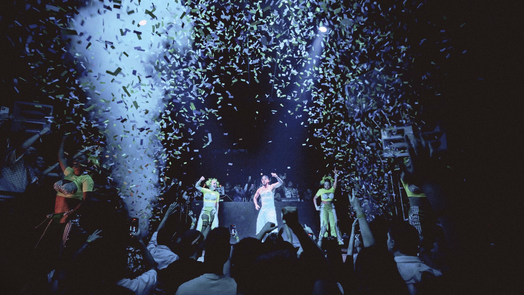 Confetti over the crowd at La Morenita Dubai, Saturday Latin party at Omni Club